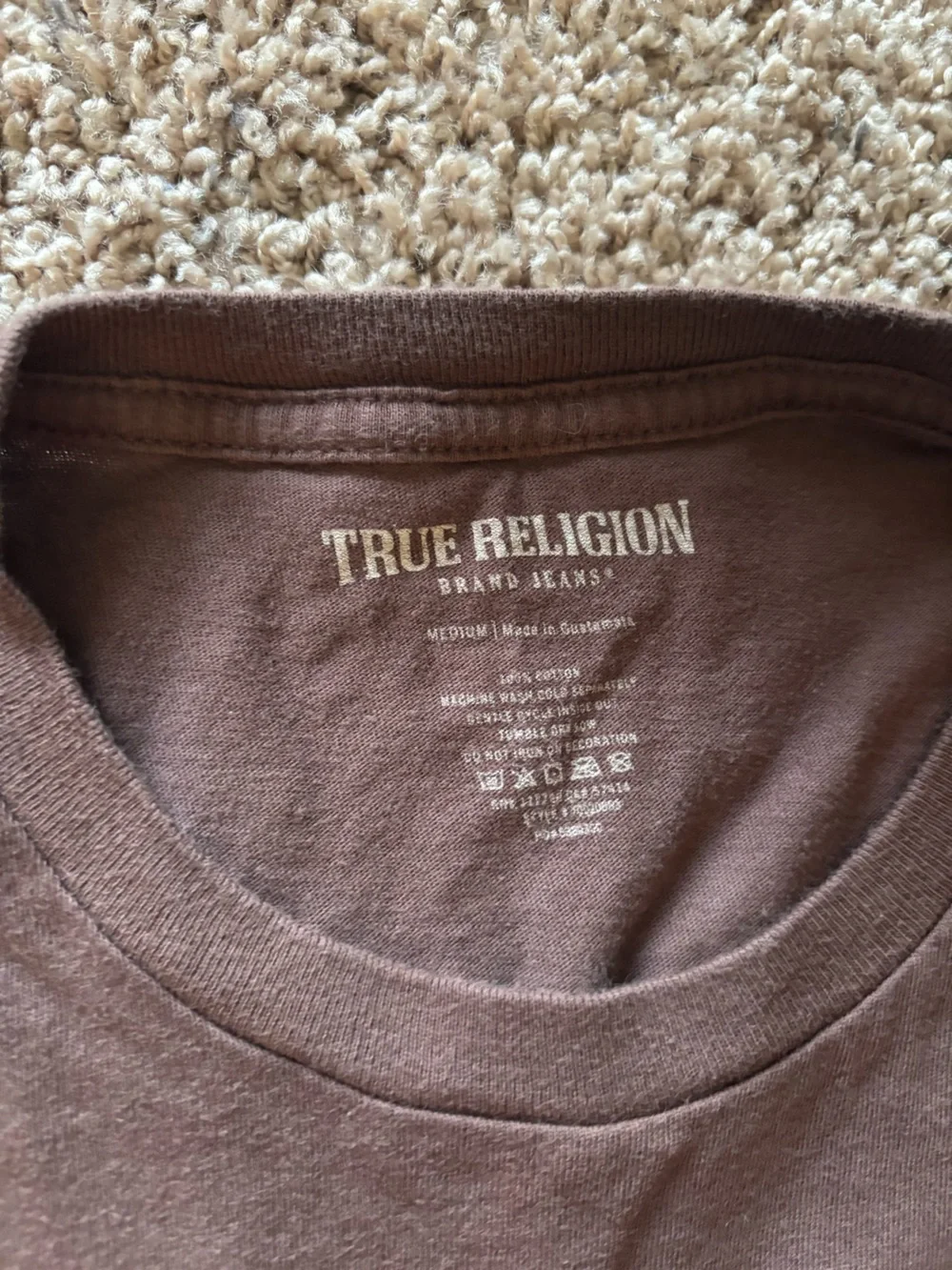 True Religion Brown Graphic Tee with Cream Accents